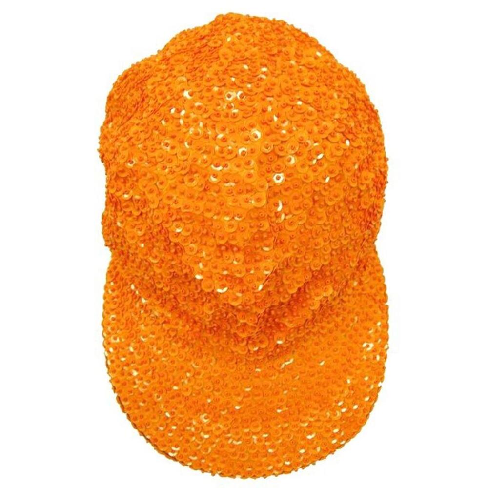 Orange Sequin Cap, Sparkly Trucker Style for Girls Night, Unisex Party Wear